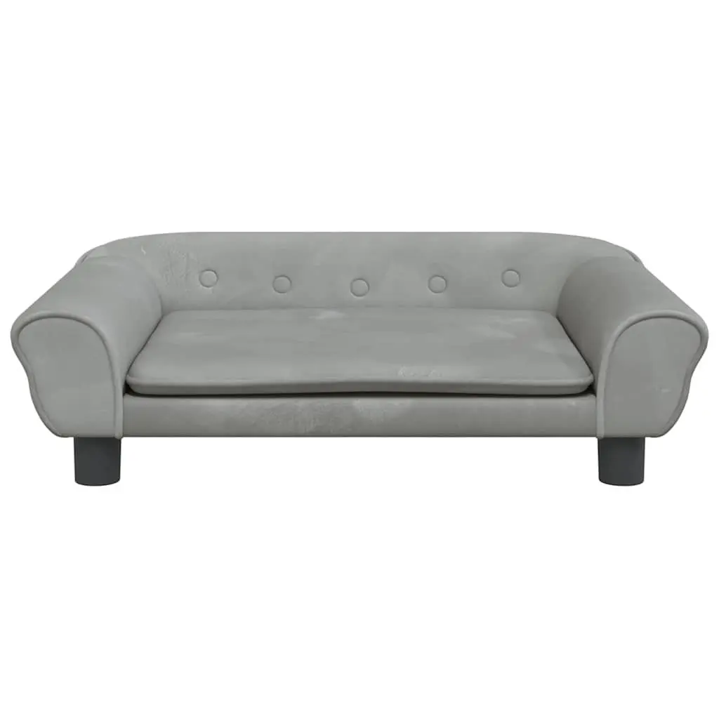 Dog Bed Velvet Light Grey 70x48x22cm Soft Foam Cushion Pet Sofa Furniture