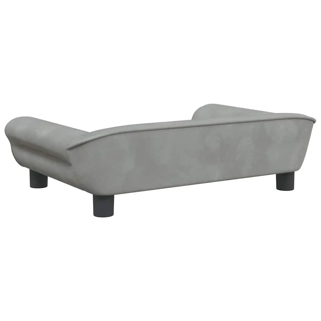 Dog Bed Velvet Light Grey 70x48x22cm Soft Foam Cushion Pet Sofa Furniture