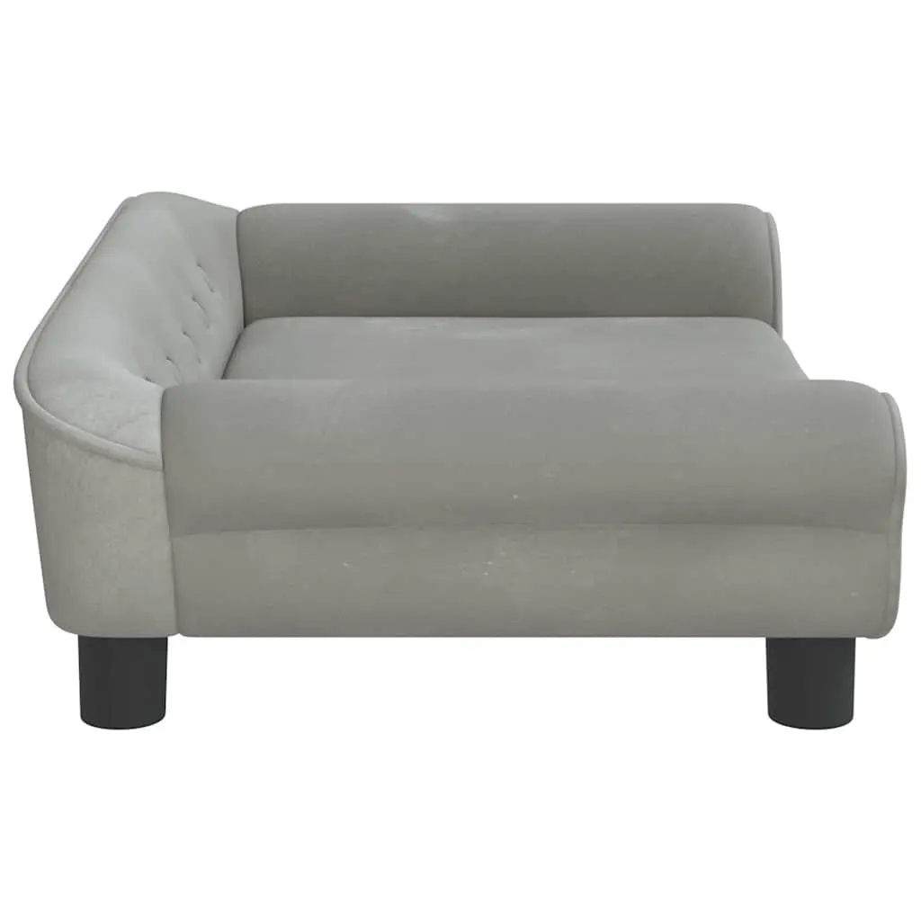 Dog Bed Velvet Light Grey 70x48x22cm Soft Foam Cushion Pet Sofa Furniture