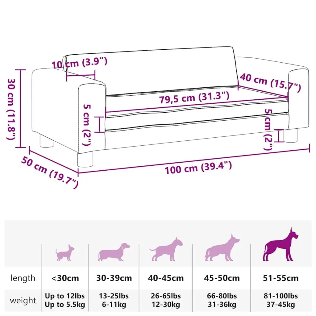 Dog Bed Velvet Light Grey with Extension Foam Padding Pine Wood Frame