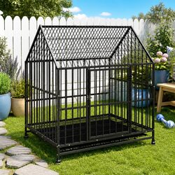 Practical Black Dog Cage for Indoor and Outdoor Use