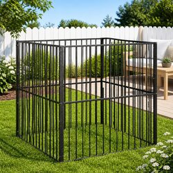 4 Panel Dog Playpen in Black - Ideal for Home Use