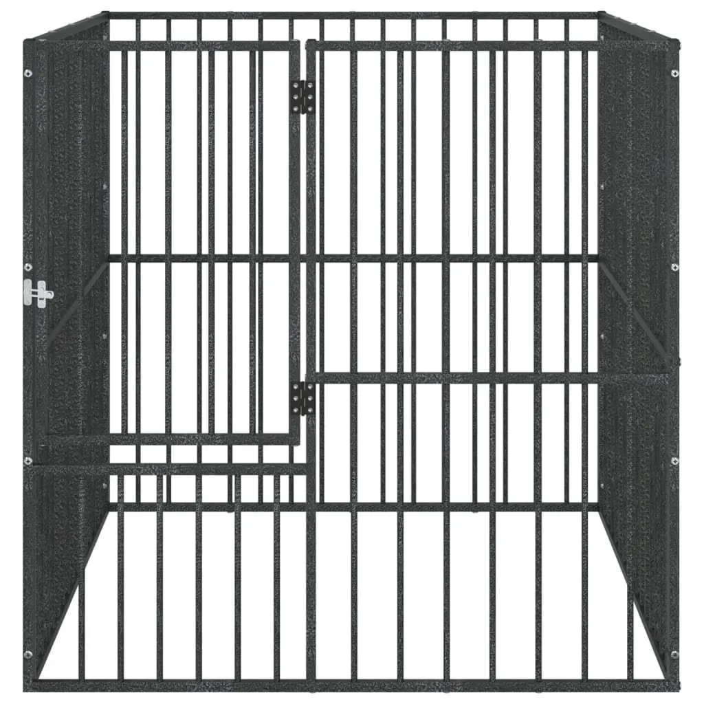 4 Panel Dog Playpen Galvanised Steel Black Outdoor Indoor Pet Enclosure Exercise Pen
