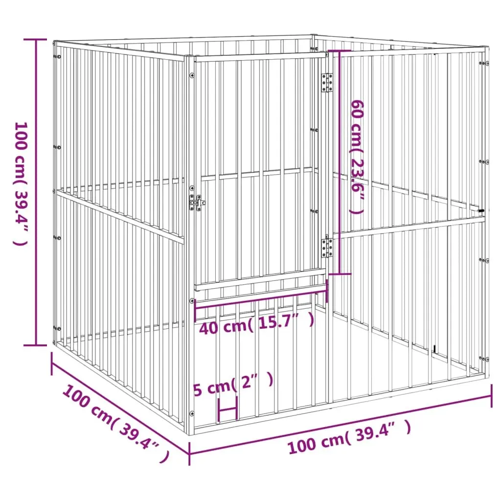 4 Panel Dog Playpen Galvanised Steel Black Outdoor Indoor Pet Enclosure Exercise Pen