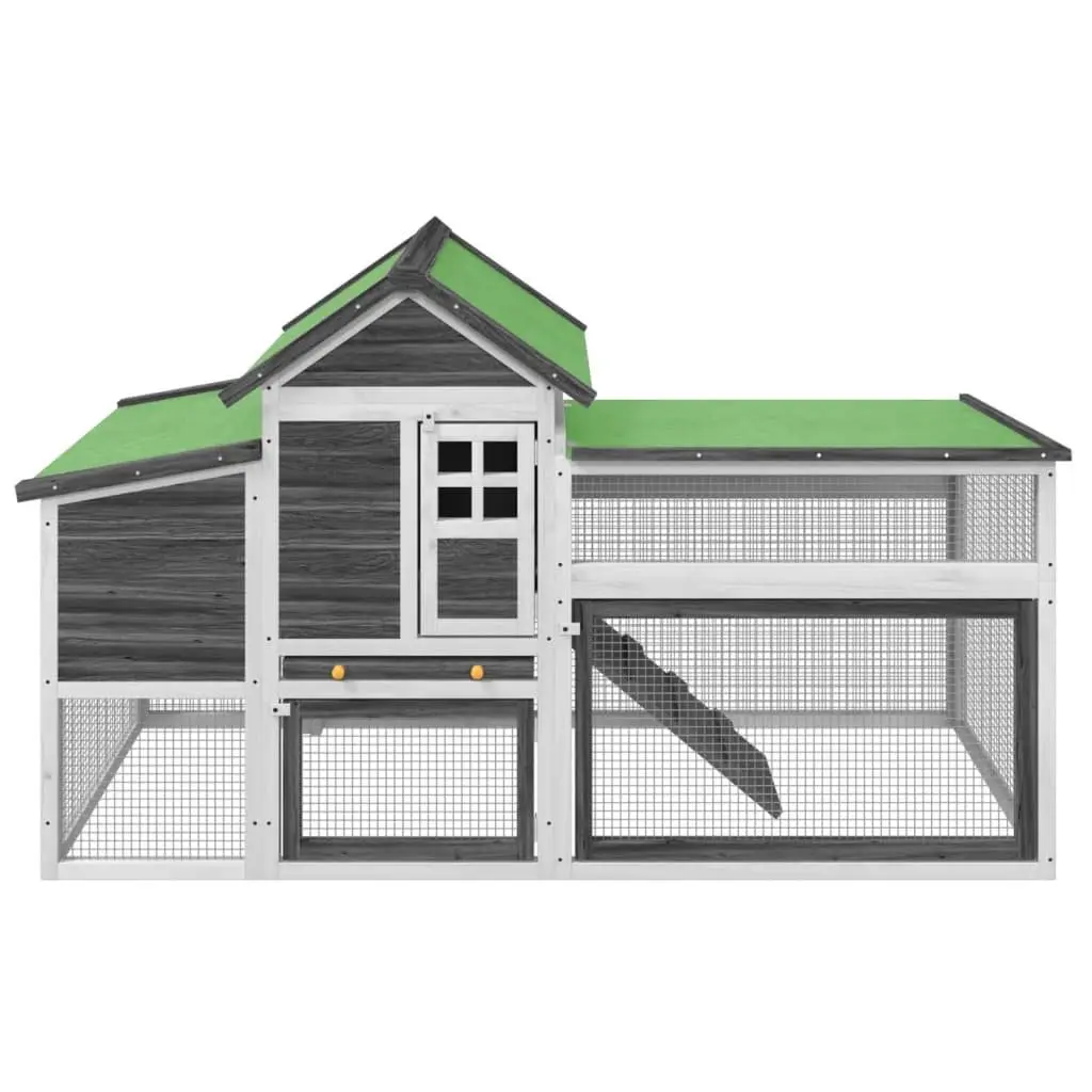 Chicken Coop Solid Pine Wood Grey 186.5 x 58.5 x 113 cm