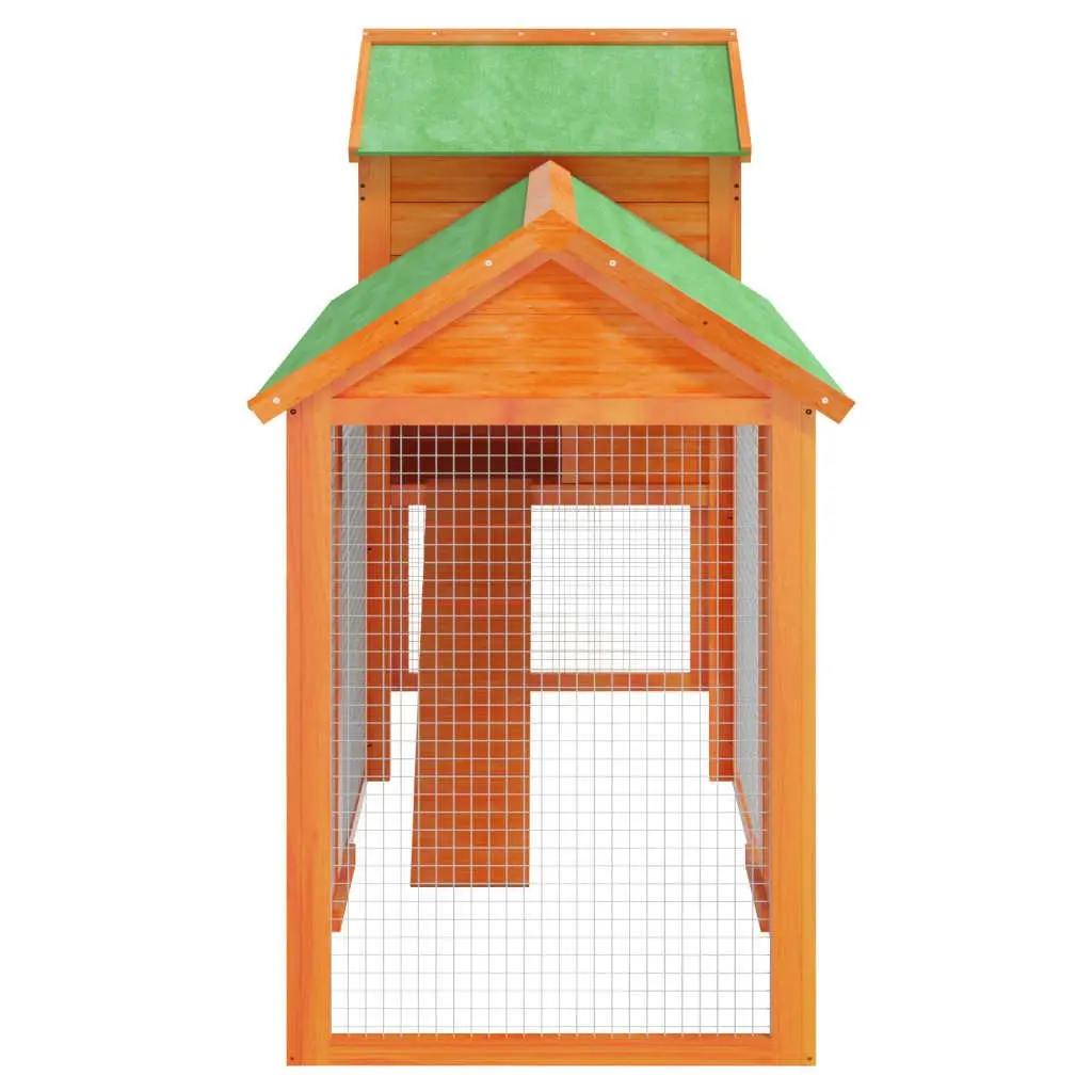 Chicken Coop Solid Pine Wood Outdoor 193x65x117cm Brown