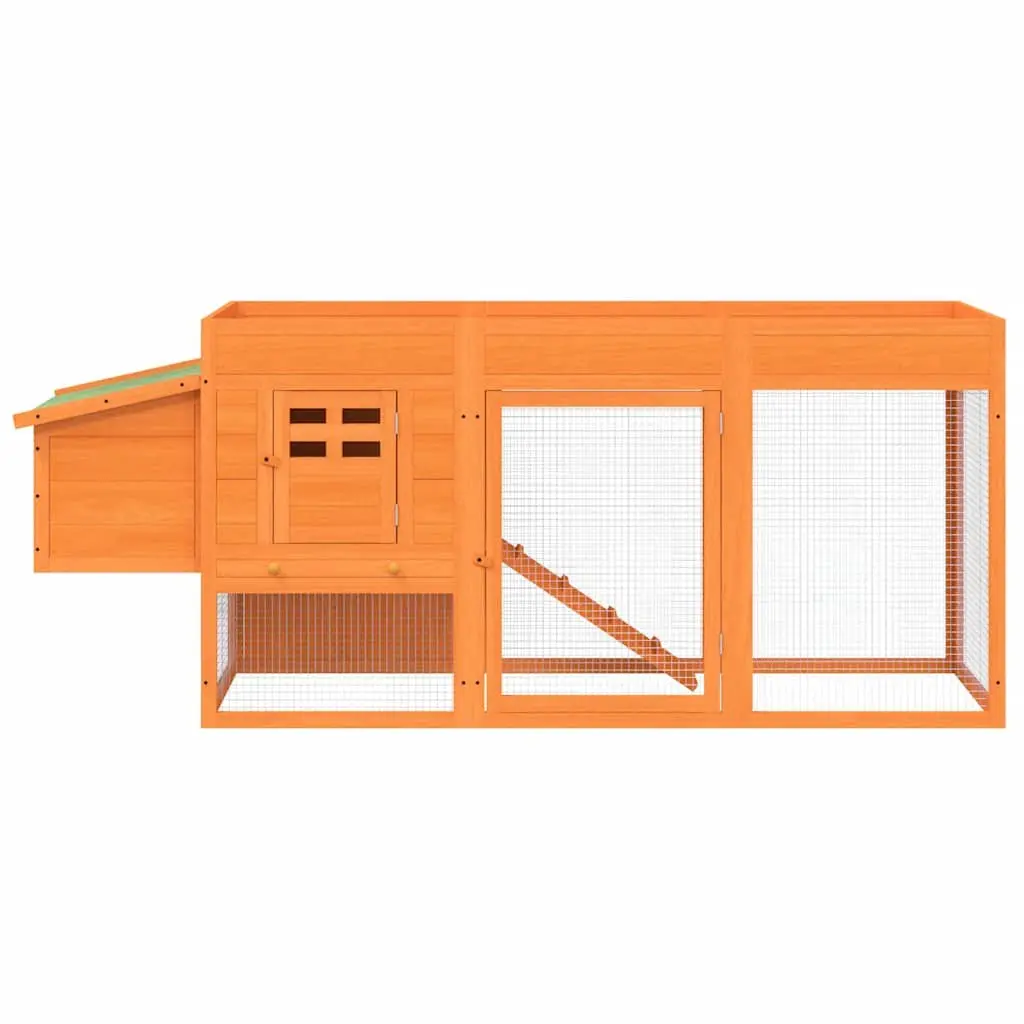 Wooden Small Animal Hutch Chicken Coop Nesting Box Run Ramp Brown