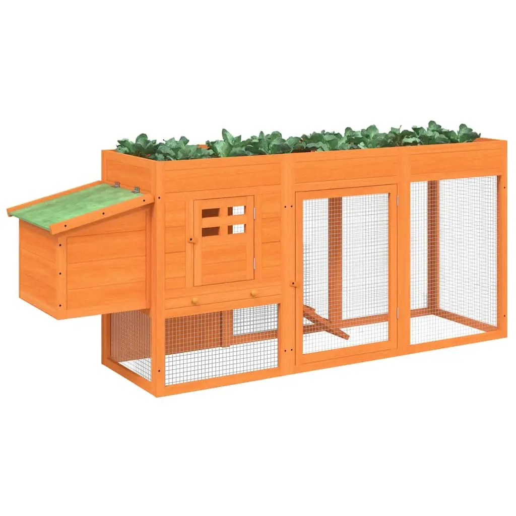 Wooden Small Animal Hutch Chicken Coop Nesting Box Run Ramp Brown