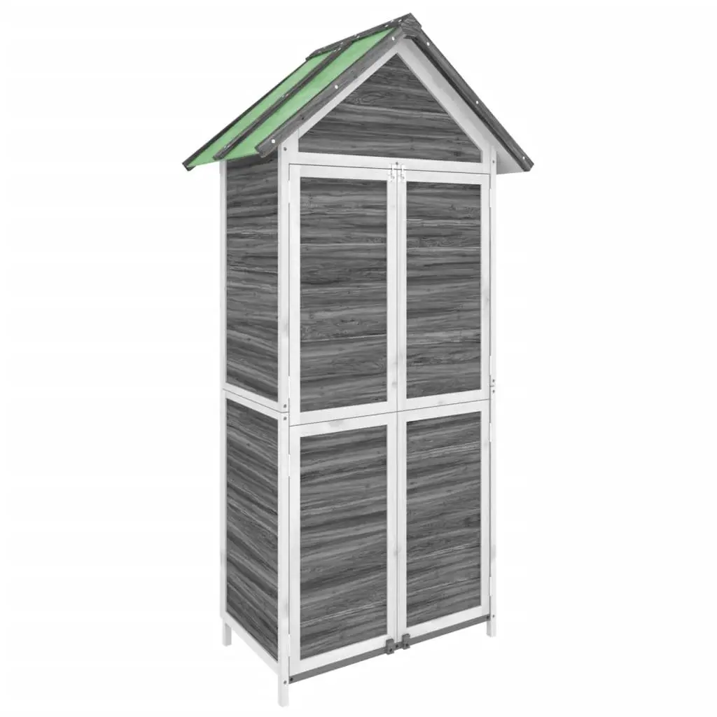 Garden Tool Shed Solid Pine Wood Grey Outdoor Storage Sloped Roof Rainproof 89 x 52.5 x 175 cm