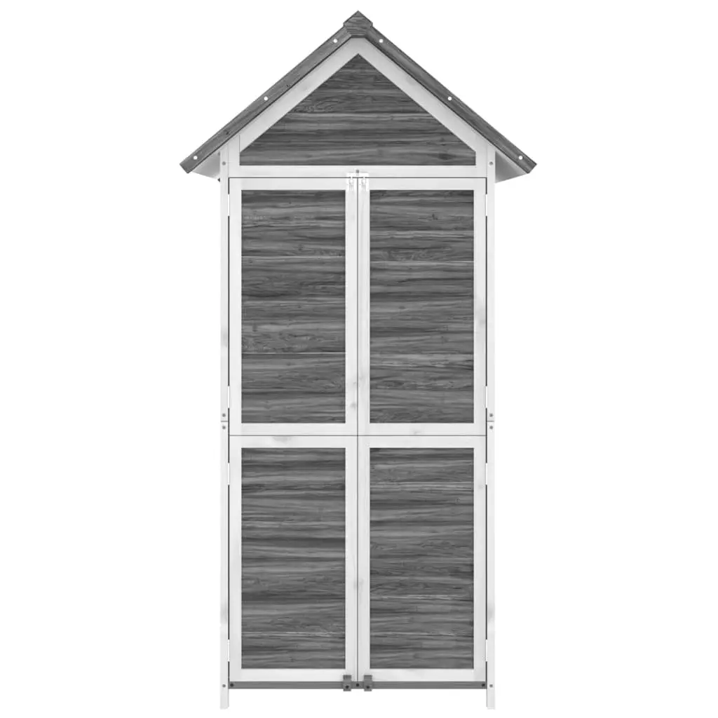 Garden Tool Shed Solid Pine Wood Grey Outdoor Storage Sloped Roof Rainproof 89 x 52.5 x 175 cm