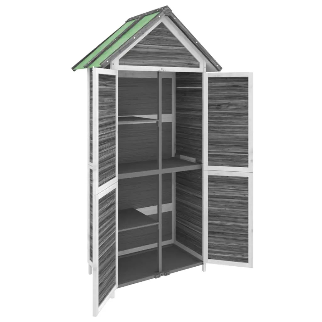 Garden Tool Shed Solid Pine Wood Grey Outdoor Storage Sloped Roof Rainproof 89 x 52.5 x 175 cm