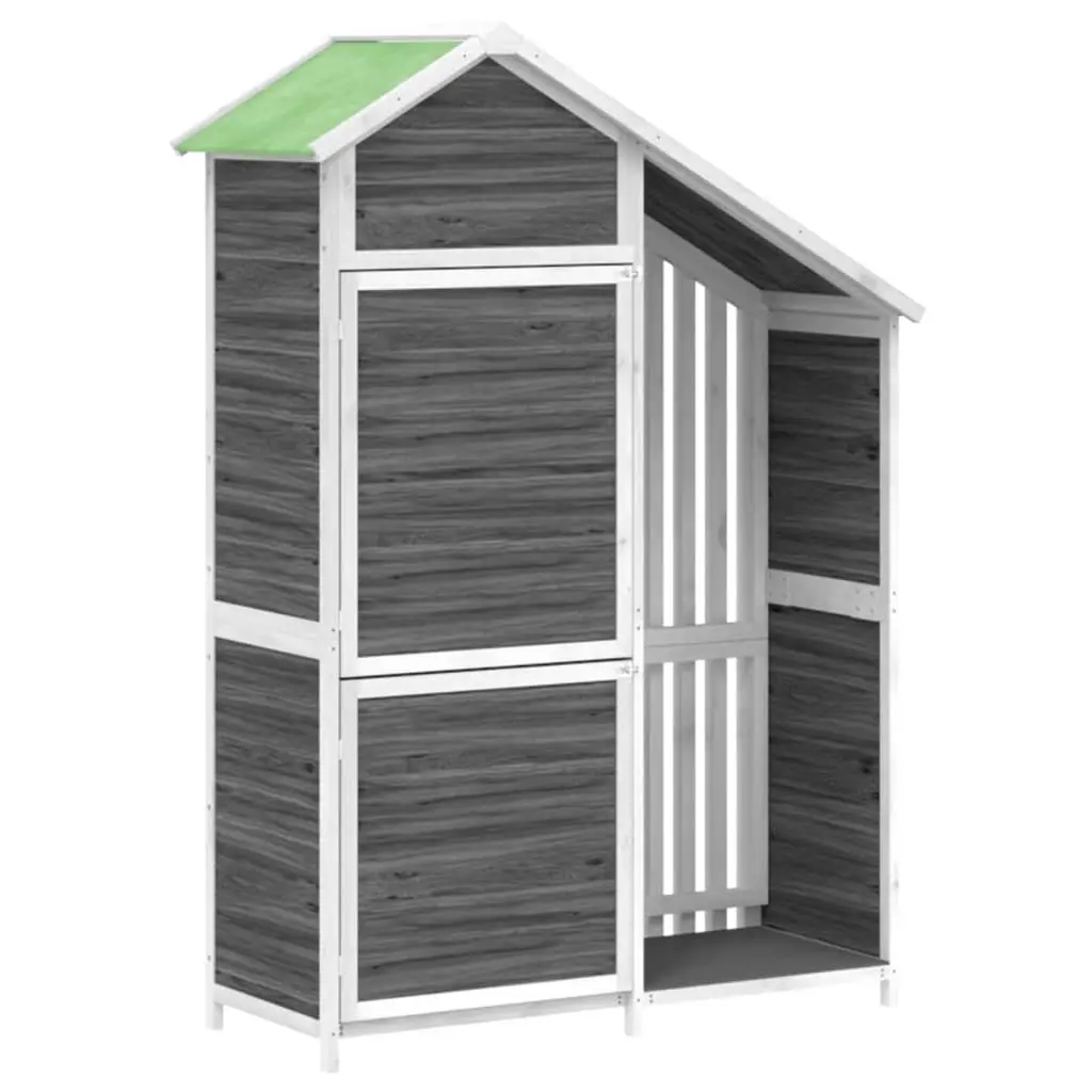 Garden Tool Shed Solid Pine Wood Grey 120x53.5x170cm Rainproof Outdoor Storage