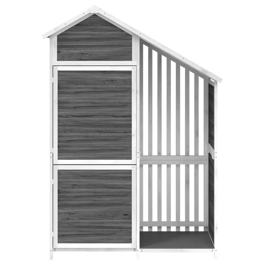 Garden Tool Shed Solid Pine Wood Grey 120x53.5x170cm Rainproof Outdoor Storage