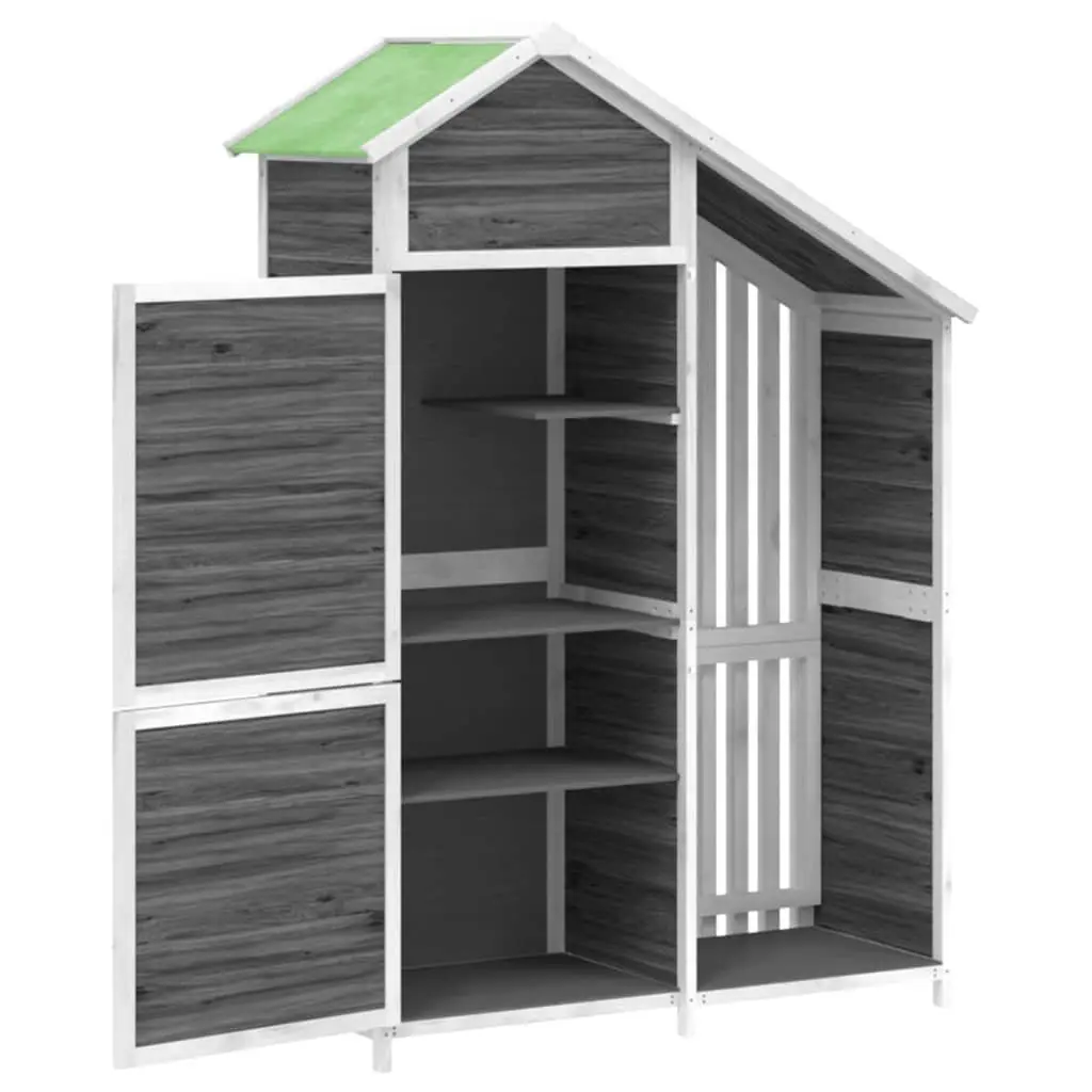 Garden Tool Shed Solid Pine Wood Grey 120x53.5x170cm Rainproof Outdoor Storage