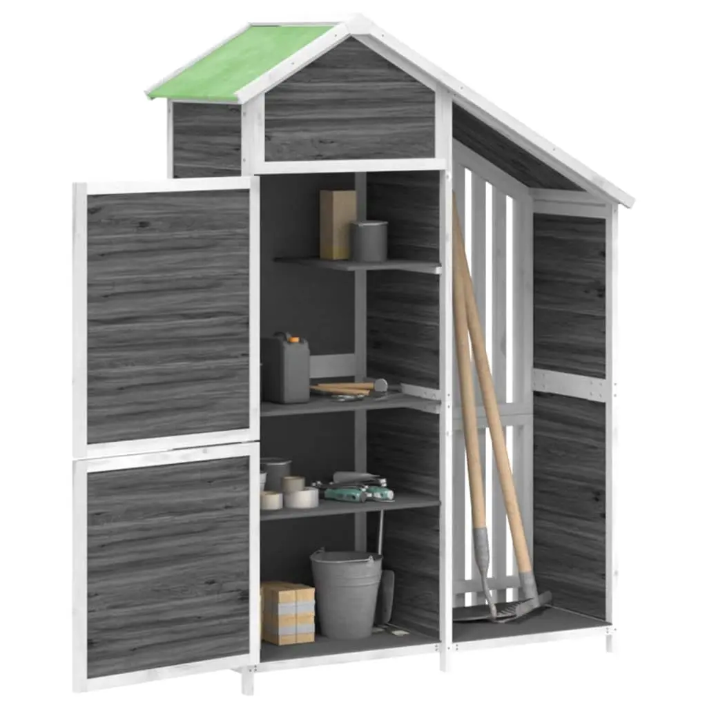 Garden Tool Shed Solid Pine Wood Grey 120x53.5x170cm Rainproof Outdoor Storage