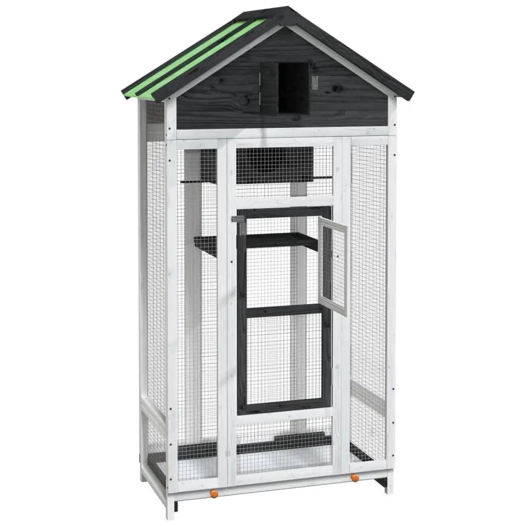 Large Bird House Aviary Outdoor Garden Nesting Box Wooden Grey 91.5x53x170cm