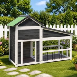 Practical Outdoor Dog Kennel in Grey Wood