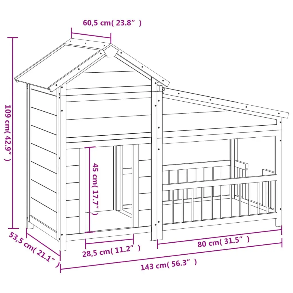 Outdoor Dog Kennel in Grey Wood
