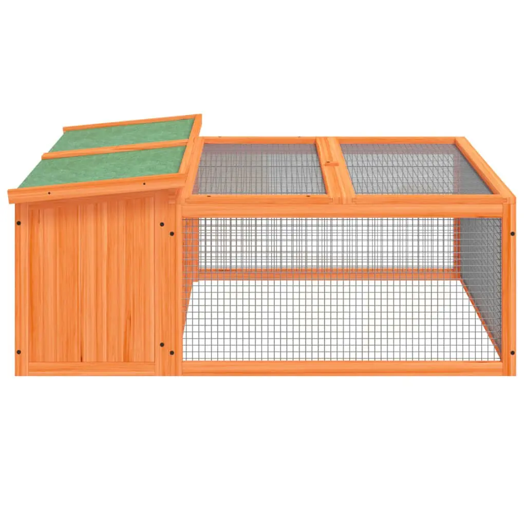 Rabbit Hutch Solid Pine Wood Multi-Level Outdoor Brown Small Pet Cage