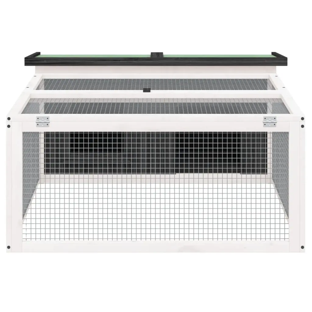 Rabbit Hutch Pine Wood Grey Outdoor Small Animal Cage with Nesting Box