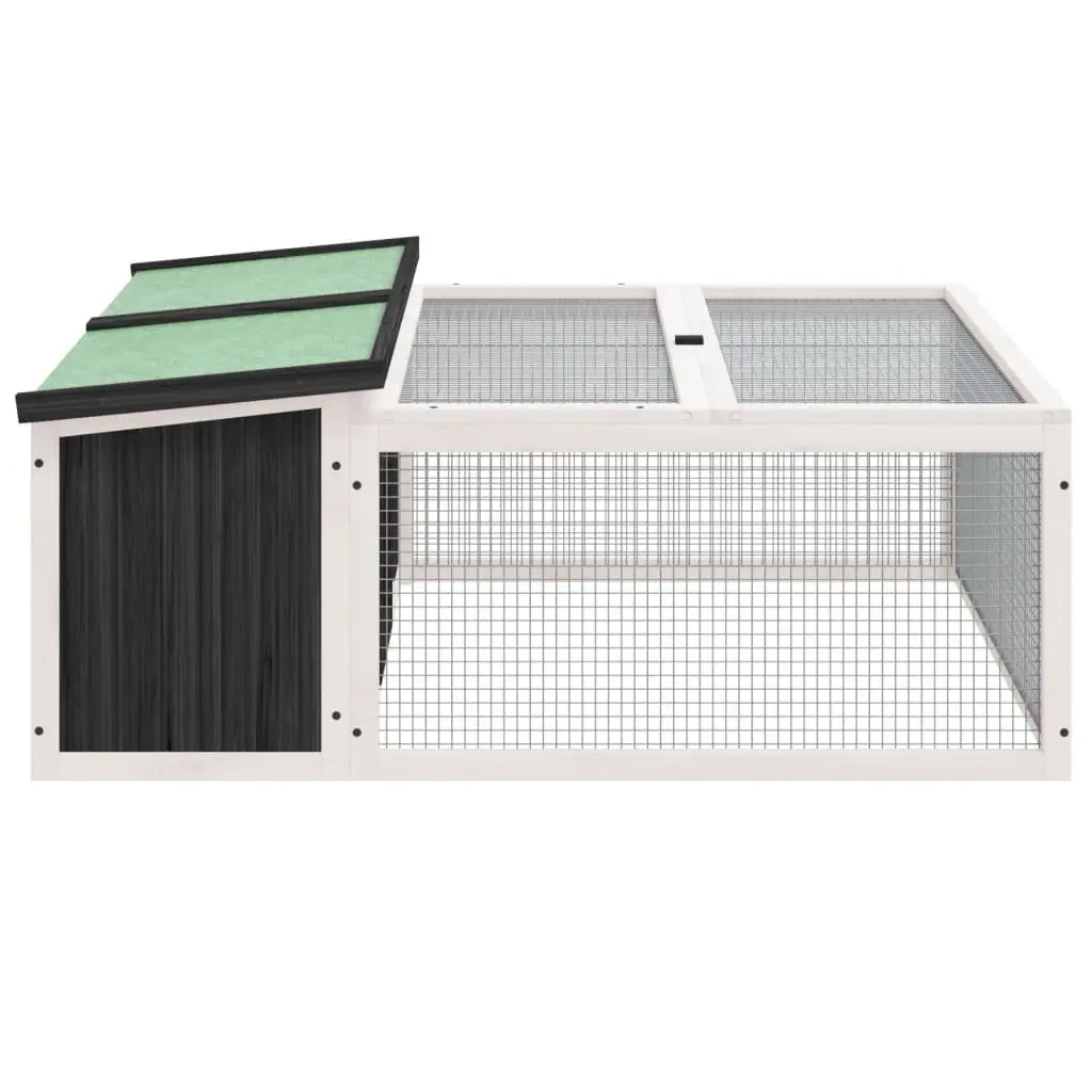 Rabbit Hutch Pine Wood Grey Outdoor Small Animal Cage with Nesting Box