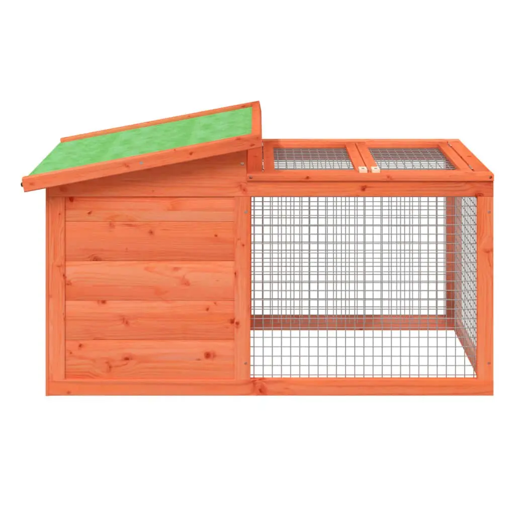 Wooden Rabbit Hutch Small Animal Cage Outdoor Multi-Level Habitat with Nesting Box and Activity Run Brown 1005x54x55cm