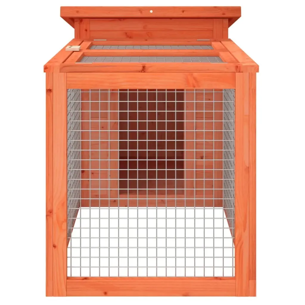 Wooden Rabbit Hutch Small Animal Cage Outdoor Multi-Level Habitat with Nesting Box and Activity Run Brown 1005x54x55cm