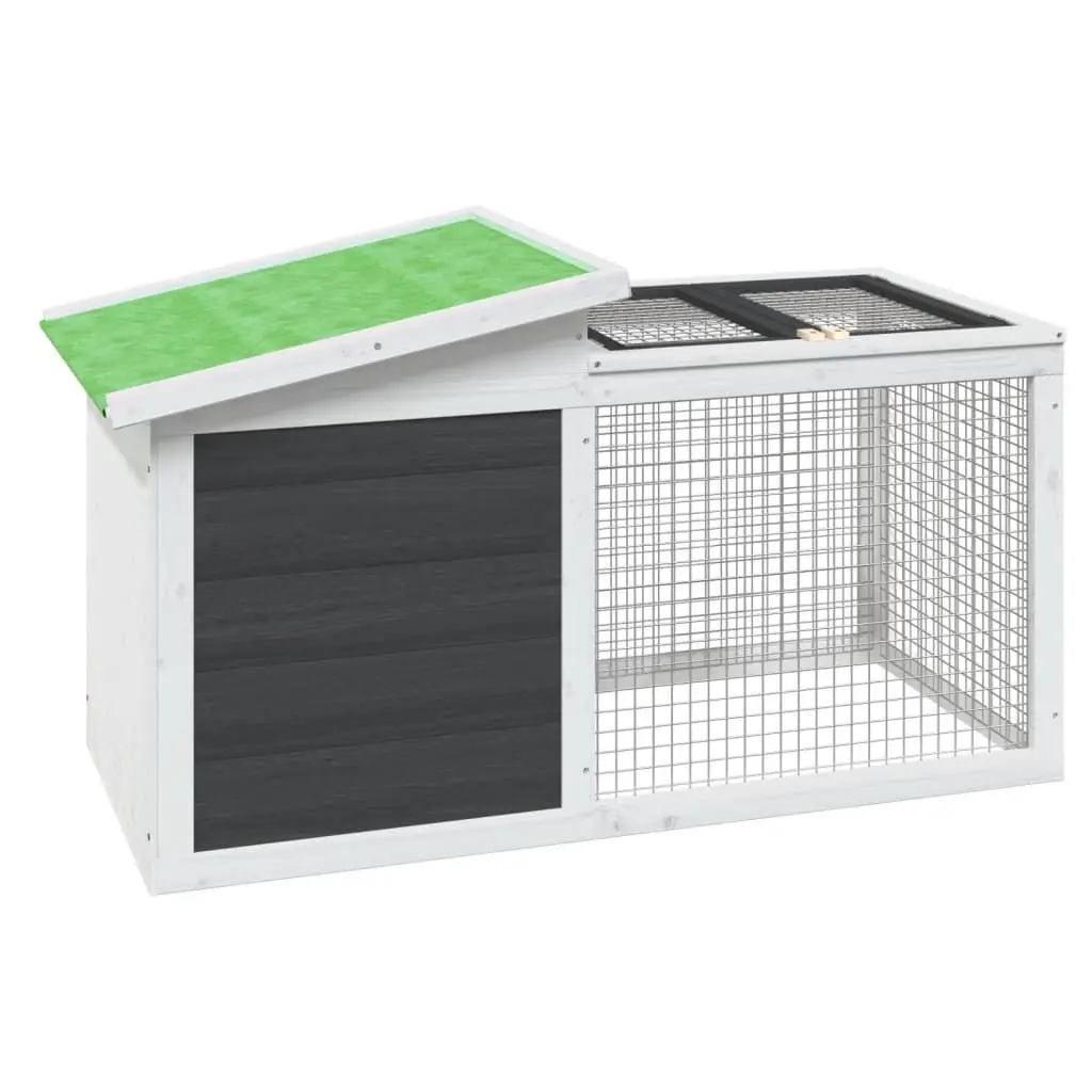 Rabbit Hutch Wooden Outdoor Cage Multi-level Grey
