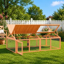 Small Animal Run Box Outdoor Habitat Solid Wood Pine Brown 200x112.5x74cm