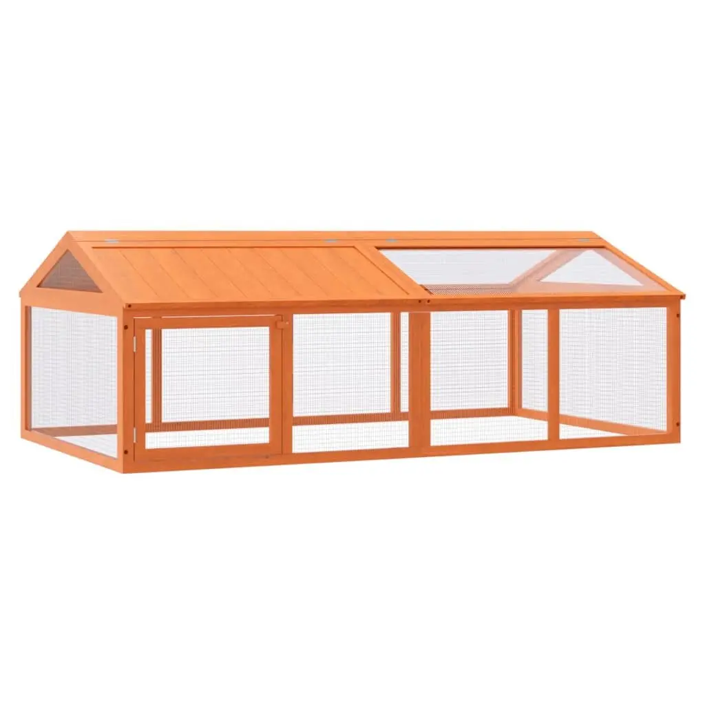 Small Animal Run Box Outdoor Habitat Solid Wood Pine Brown 200x112.5x74cm