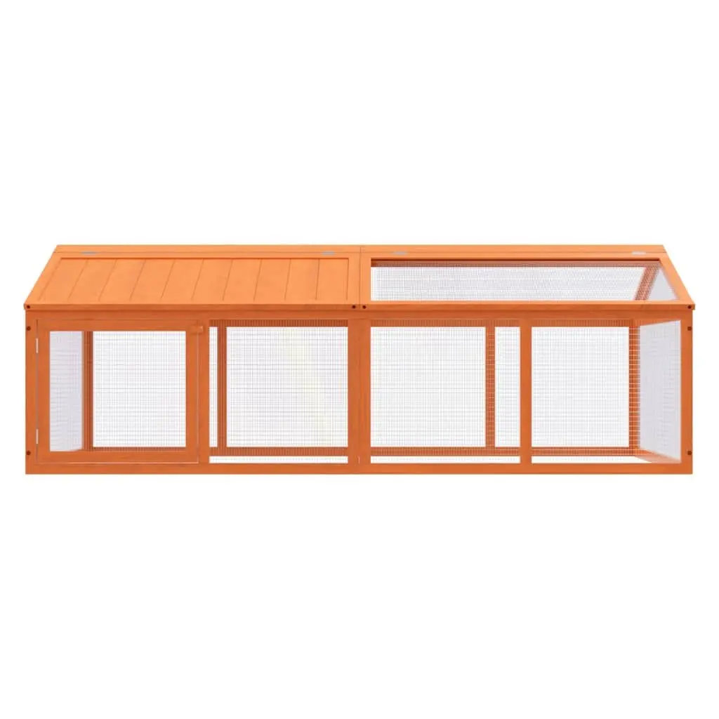 Small Animal Run Box Outdoor Habitat Solid Wood Pine Brown 200x112.5x74cm