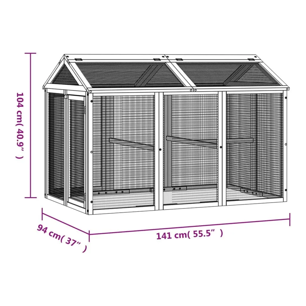 Outdoor Habitat Run Box Solid Pine Wood Brown 141x94x104cm