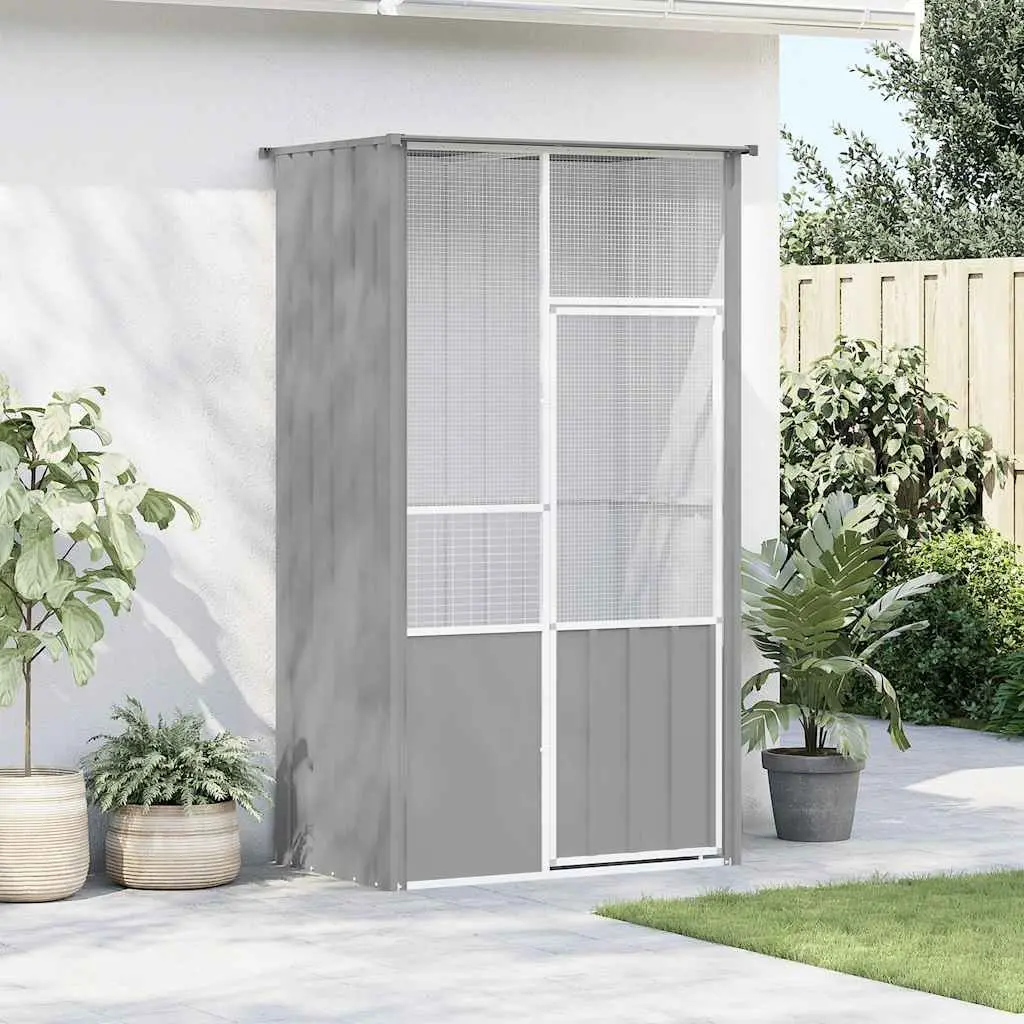Large Bird Cage Grey Galvanised Steel Walk In Flight Enclosure 115x78x200cm