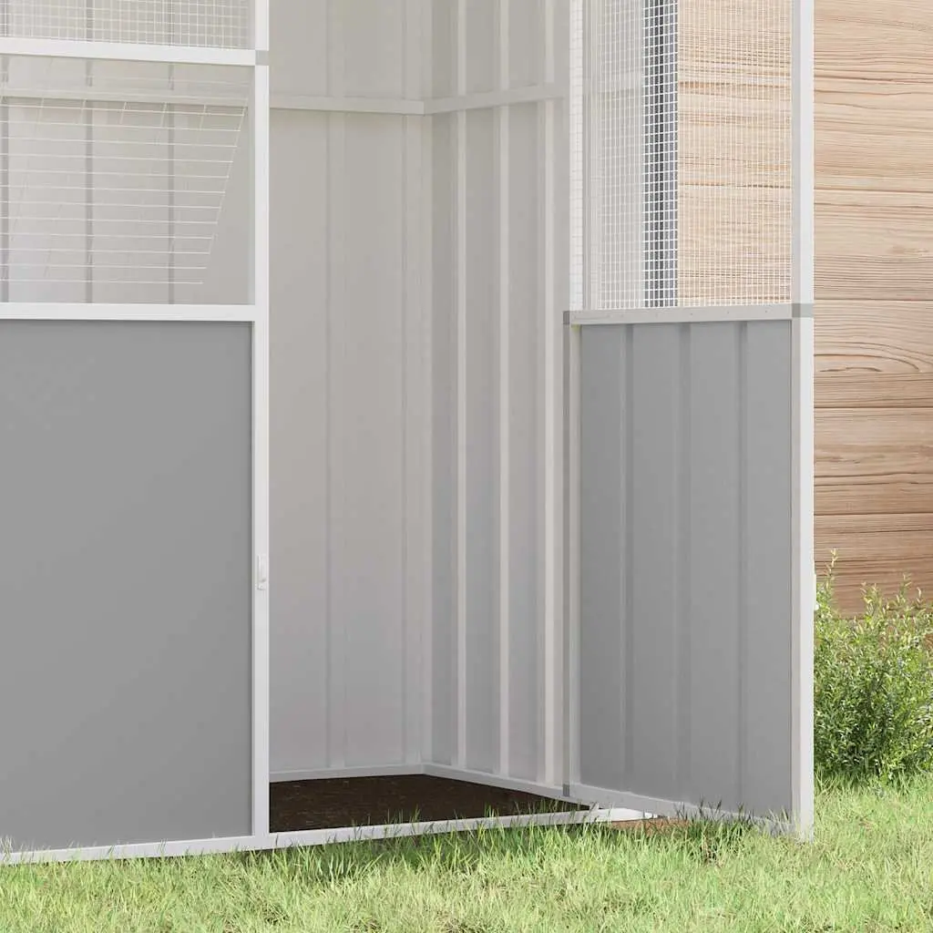 Large Bird Cage Grey Galvanised Steel Walk In Flight Enclosure 115x78x200cm