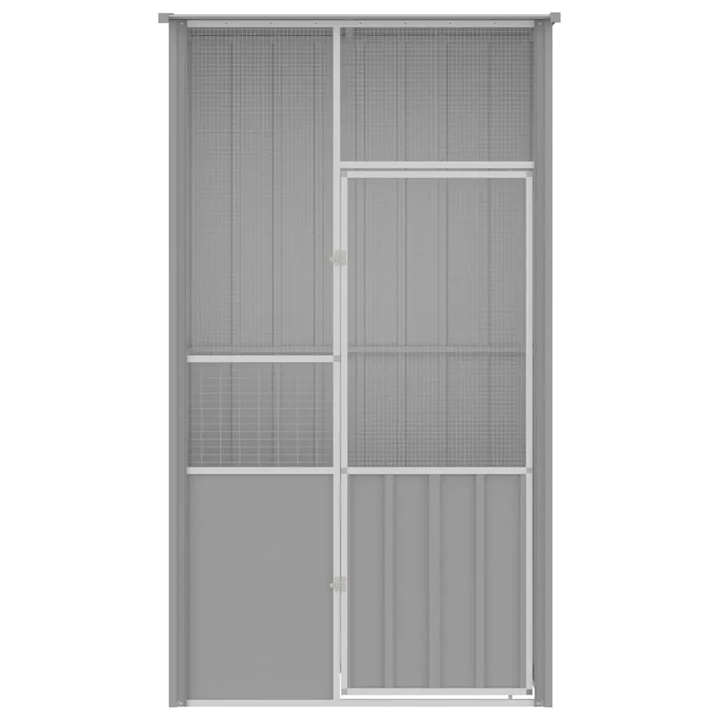 Large Bird Cage Grey Galvanised Steel Walk In Flight Enclosure 115x78x200cm