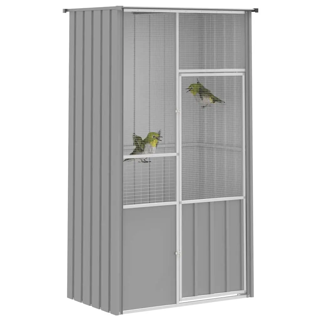 Large Bird Cage Grey Galvanised Steel Walk In Flight Enclosure 115x78x200cm