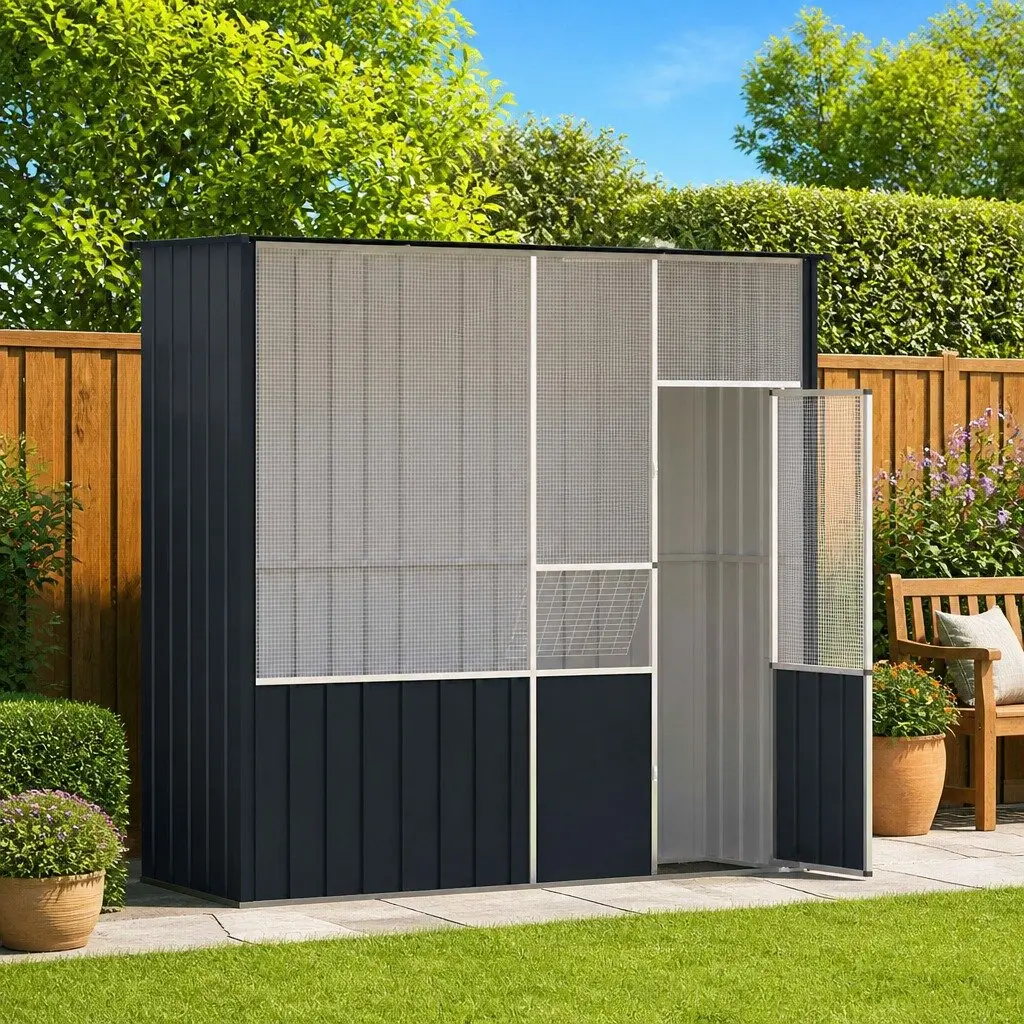 Bird Cage Aviary Anthracite Galvanised Steel Large Outdoor Indoor Enclosure