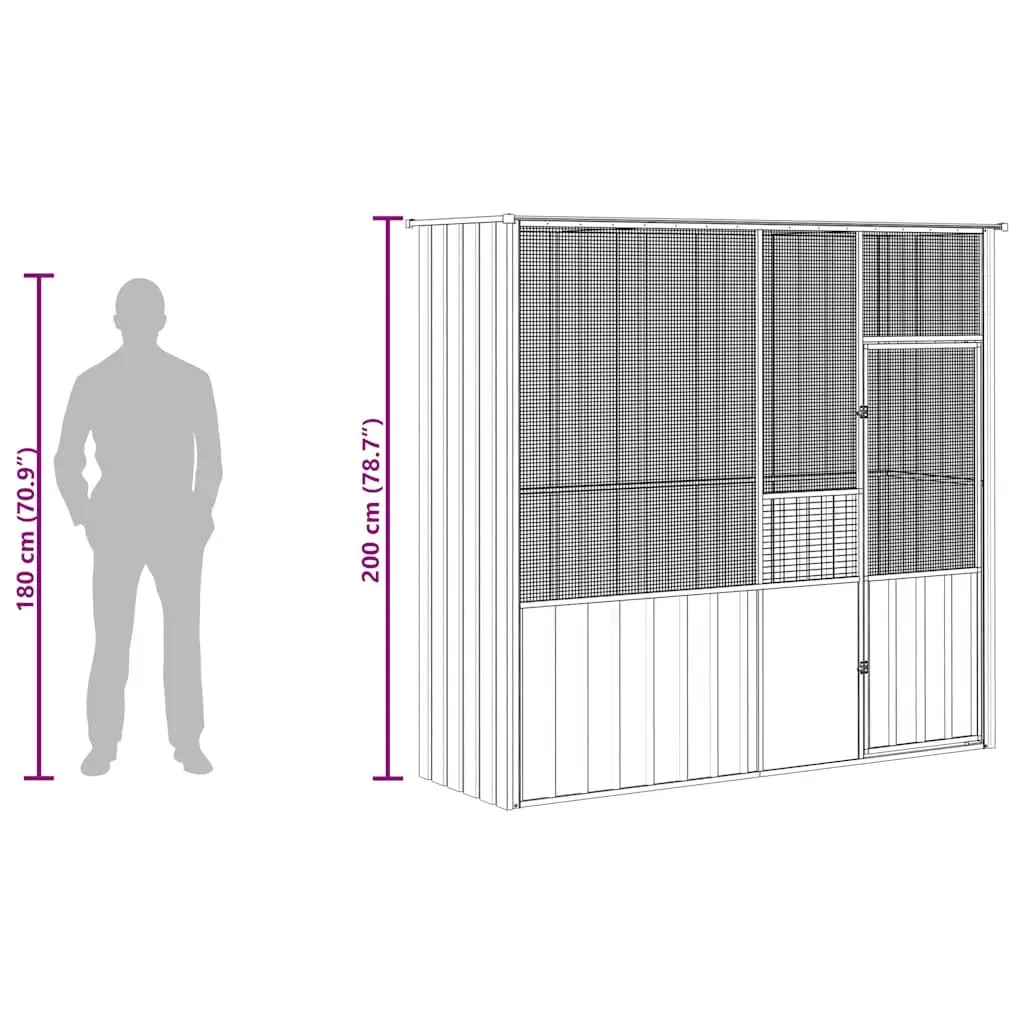 Bird Cage Large Anthracite Galvanised Steel Indoor Outdoor Aviary Enclosure