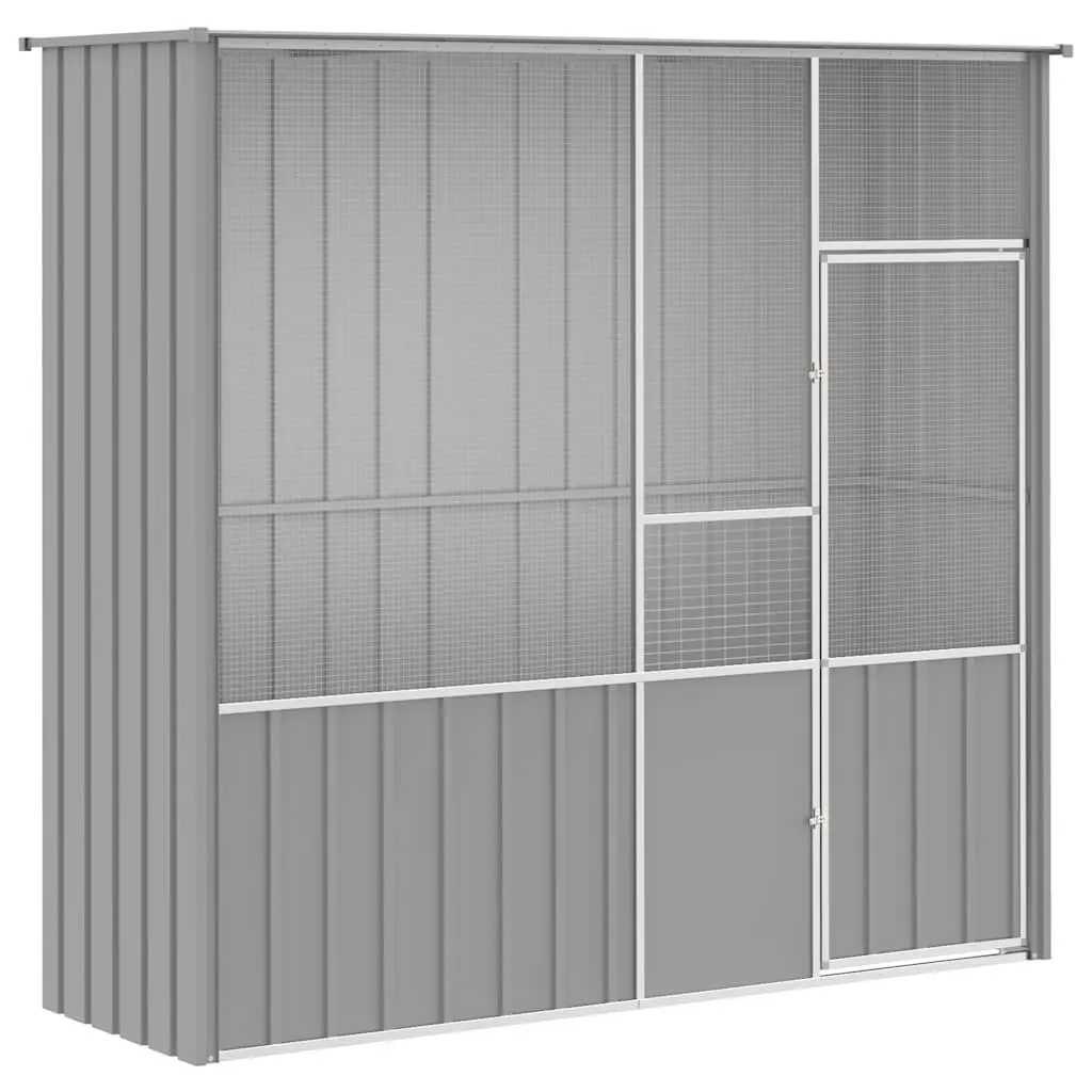 Bird Cage Aviary Grey Large 215x78x200 cm Galvanised Steel Frame Welded Fence