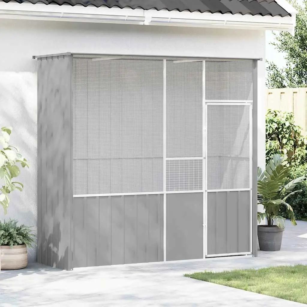 Bird Cage Aviary Grey Large 215x78x200 cm Galvanised Steel Frame Welded Fence