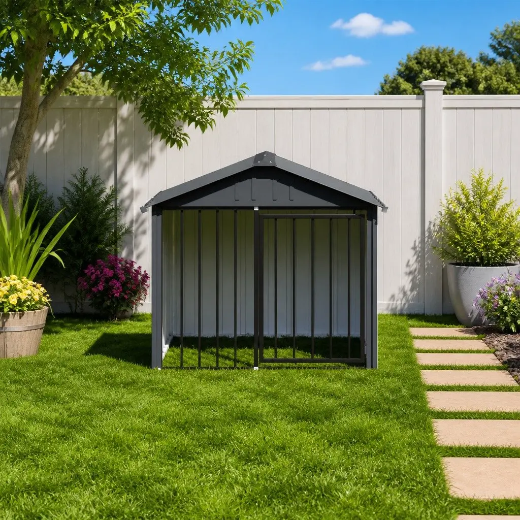 Black Outdoor Dog House for Active Pets