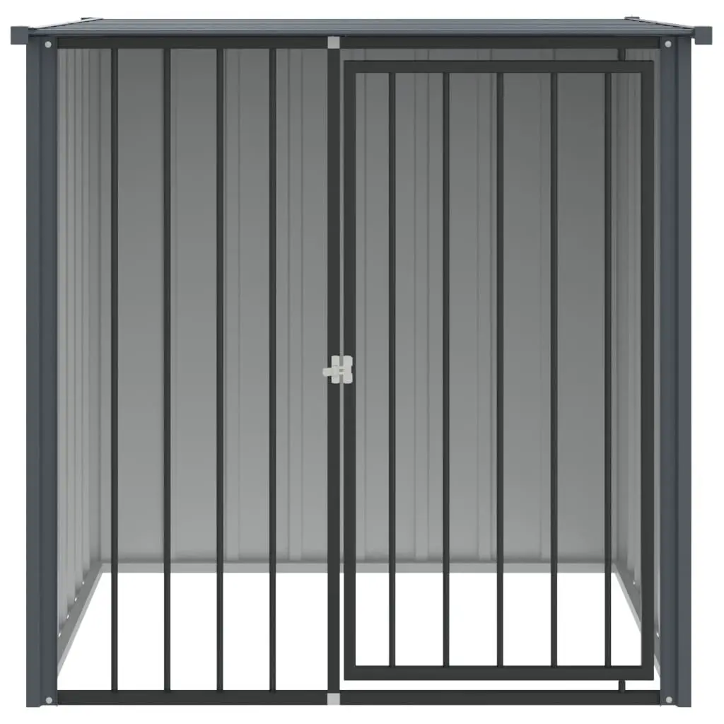 Dog House with Roof Black Outdoor Pet Kennel Shelter Galvanised Steel Cage