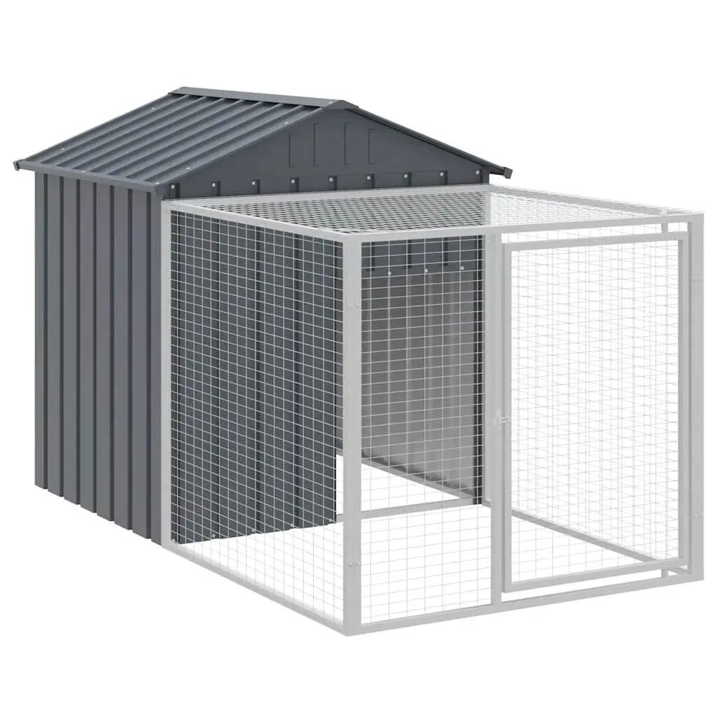 Chicken Cage Anthracite Galvanised Steel 117x201x123cm with Run for Backyard Poultry