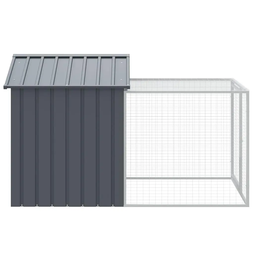 Chicken Cage Anthracite Galvanised Steel 117x201x123cm with Run for Backyard Poultry