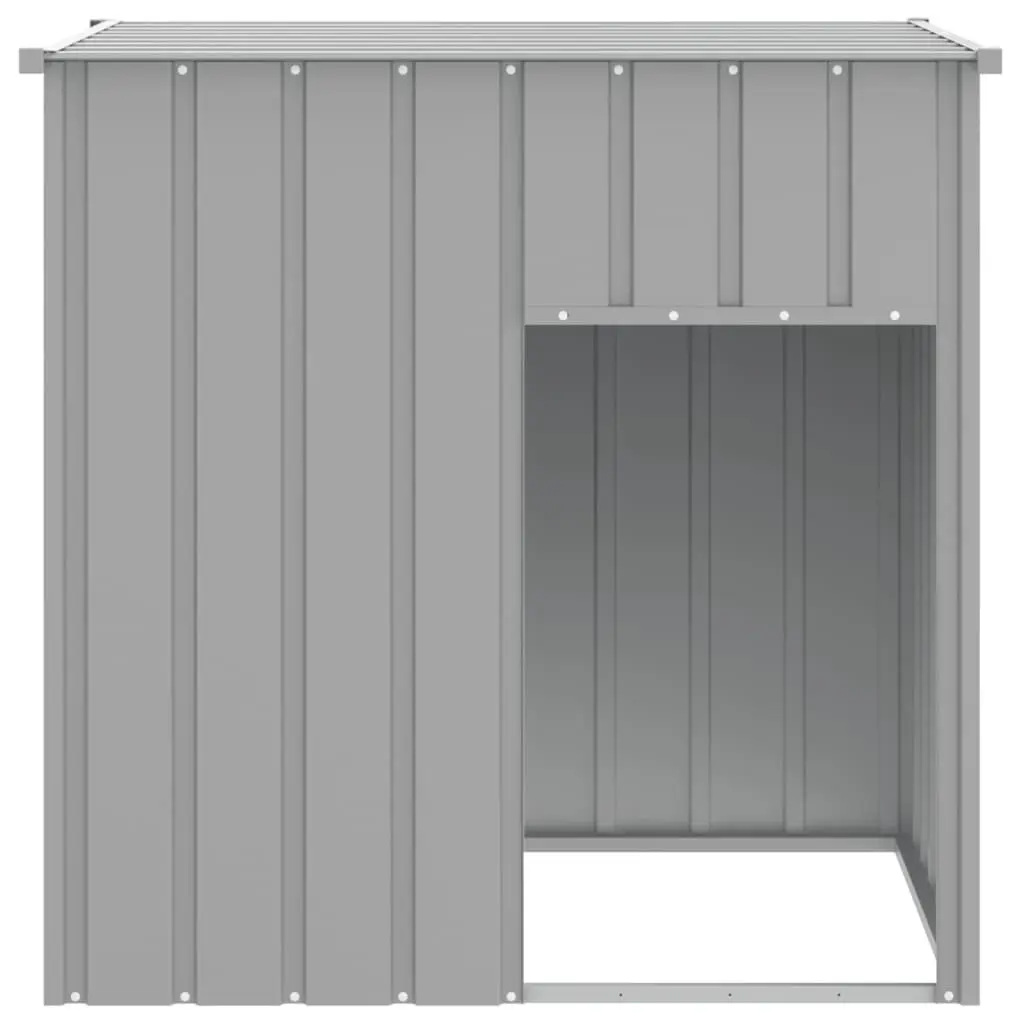 Dog House Galvanised Steel Grey Outdoor Pet Kennel Shelter 110 x 103 x 109 cm