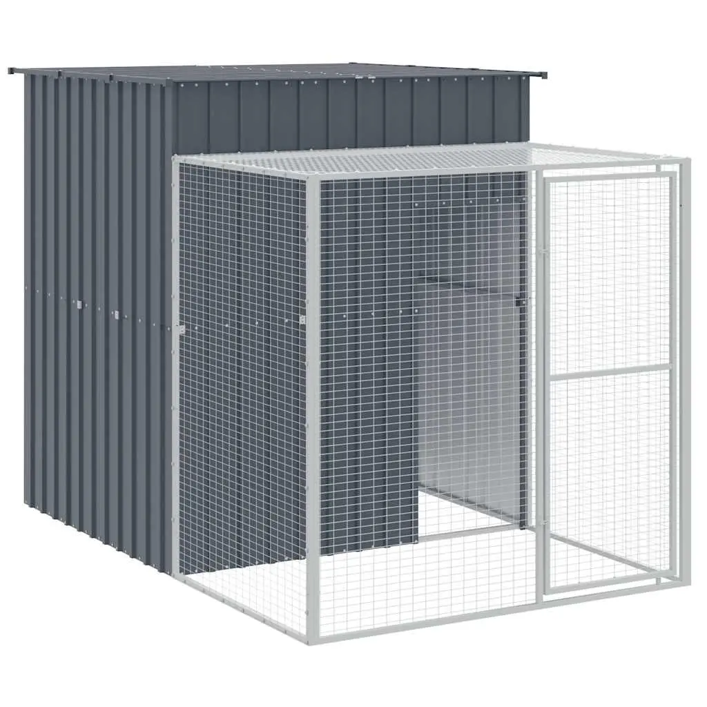 Chicken Cage with Run Galvanised Steel Large Anthracite
