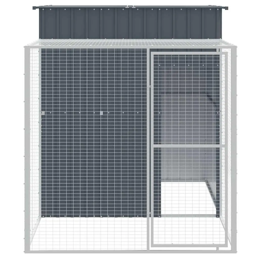 Chicken Cage with Run Galvanised Steel Large Anthracite