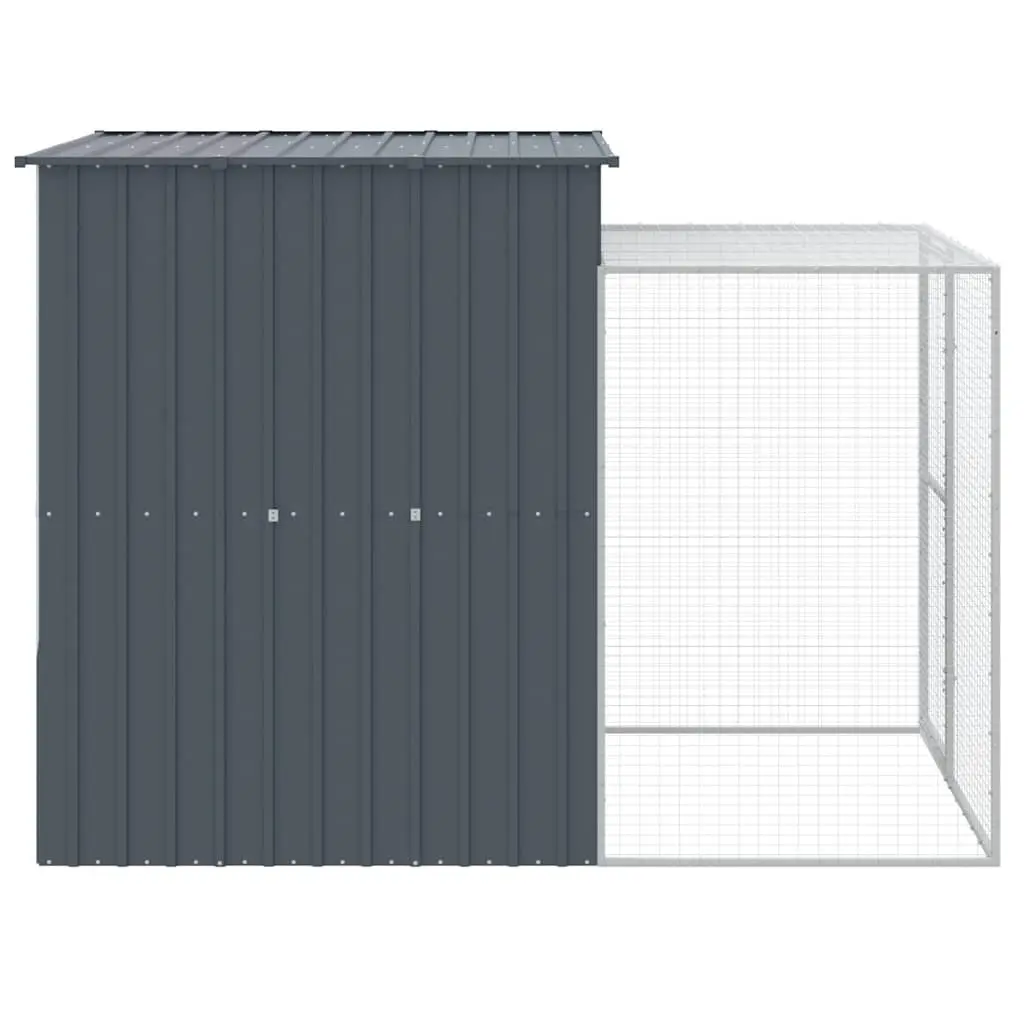 Chicken Cage with Run Galvanised Steel Large Anthracite