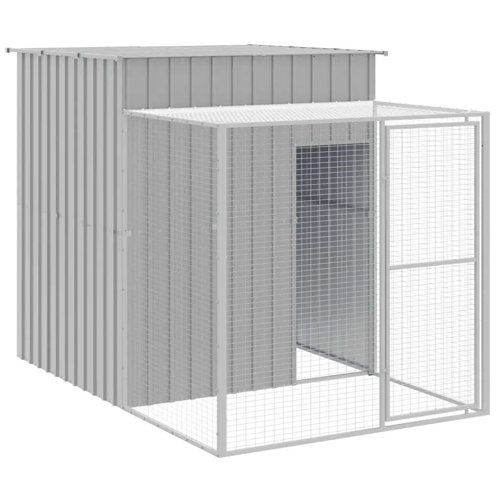 Light Grey Chicken Coop with Run Galvanised Steel 165 x 251 x 181 cm