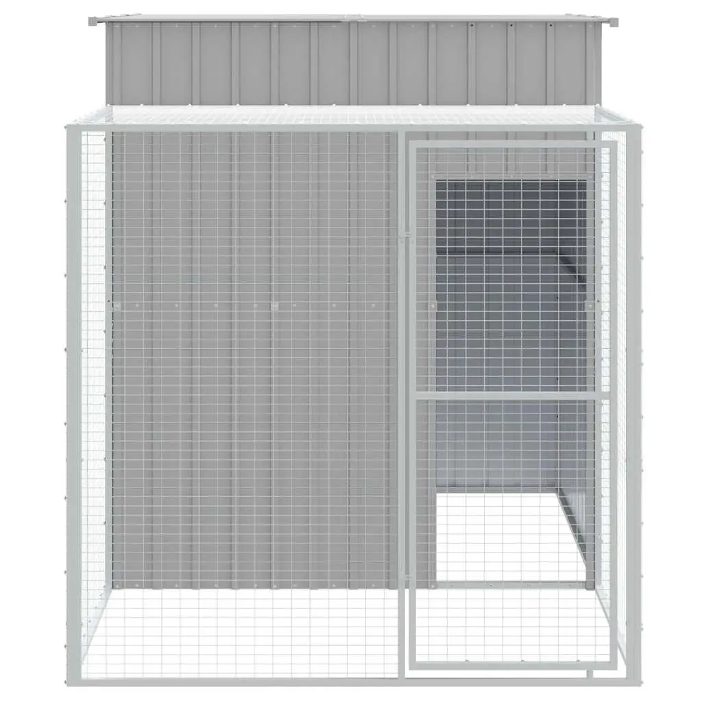 Light Grey Chicken Coop with Run Galvanised Steel 165 x 251 x 181 cm